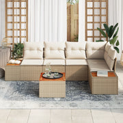 Set di Divani da Giardino Con Cuscini 6 Pezzi Beige Polyrattan Acacia