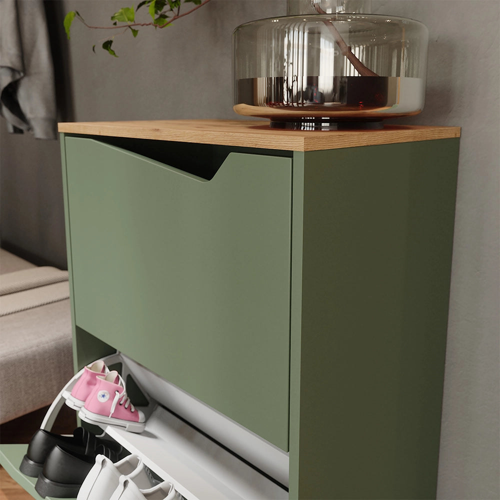 Vicco Scarpiera da ingresso Verde/Artigianale 60 x 91.6 cm con 2 scomparti