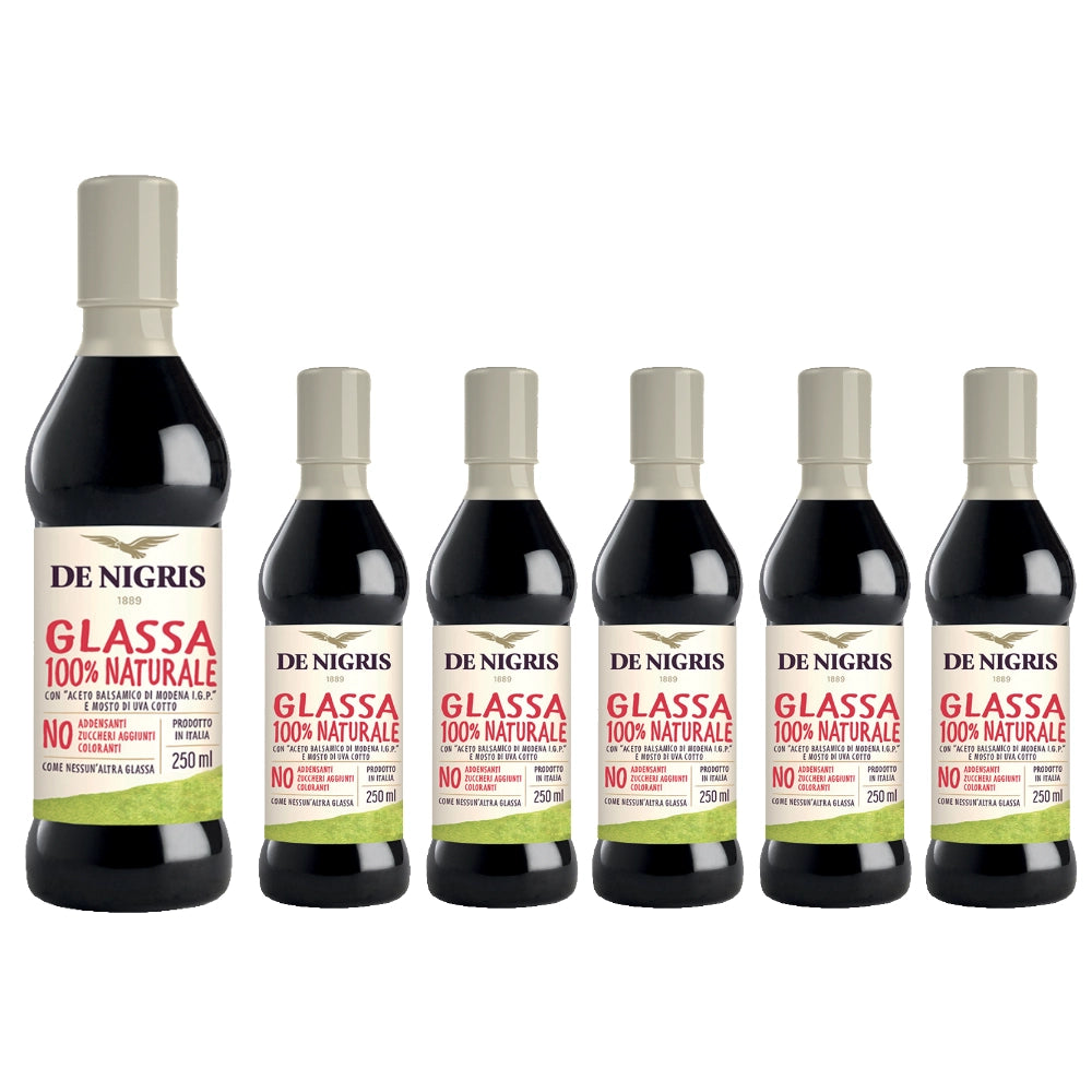 De nigris glassa naturale di aceto balsamico di modena igp e mosto d'uva 6 pezzi