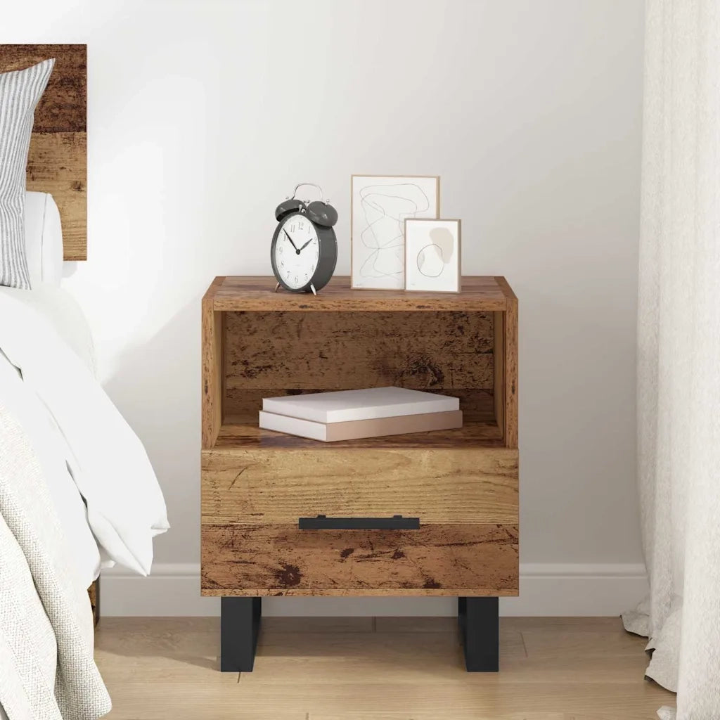 Comodino | Armadio da Notte | Mobiletto da notte con cassetto Legno vecchio 40 x 35 x 47,5 cm