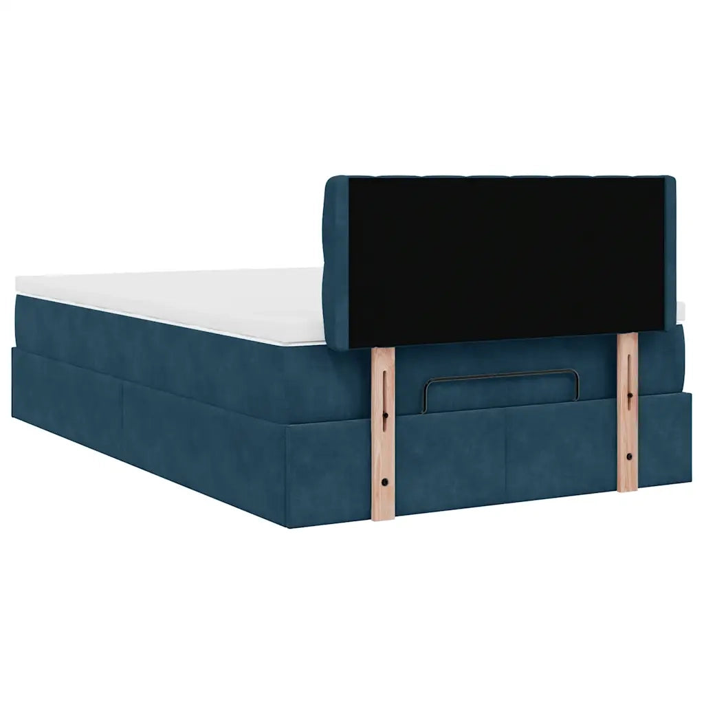 Struttura Letto Pouf con Materasso Blu Scuro 120x200 cm Velluto 3312690