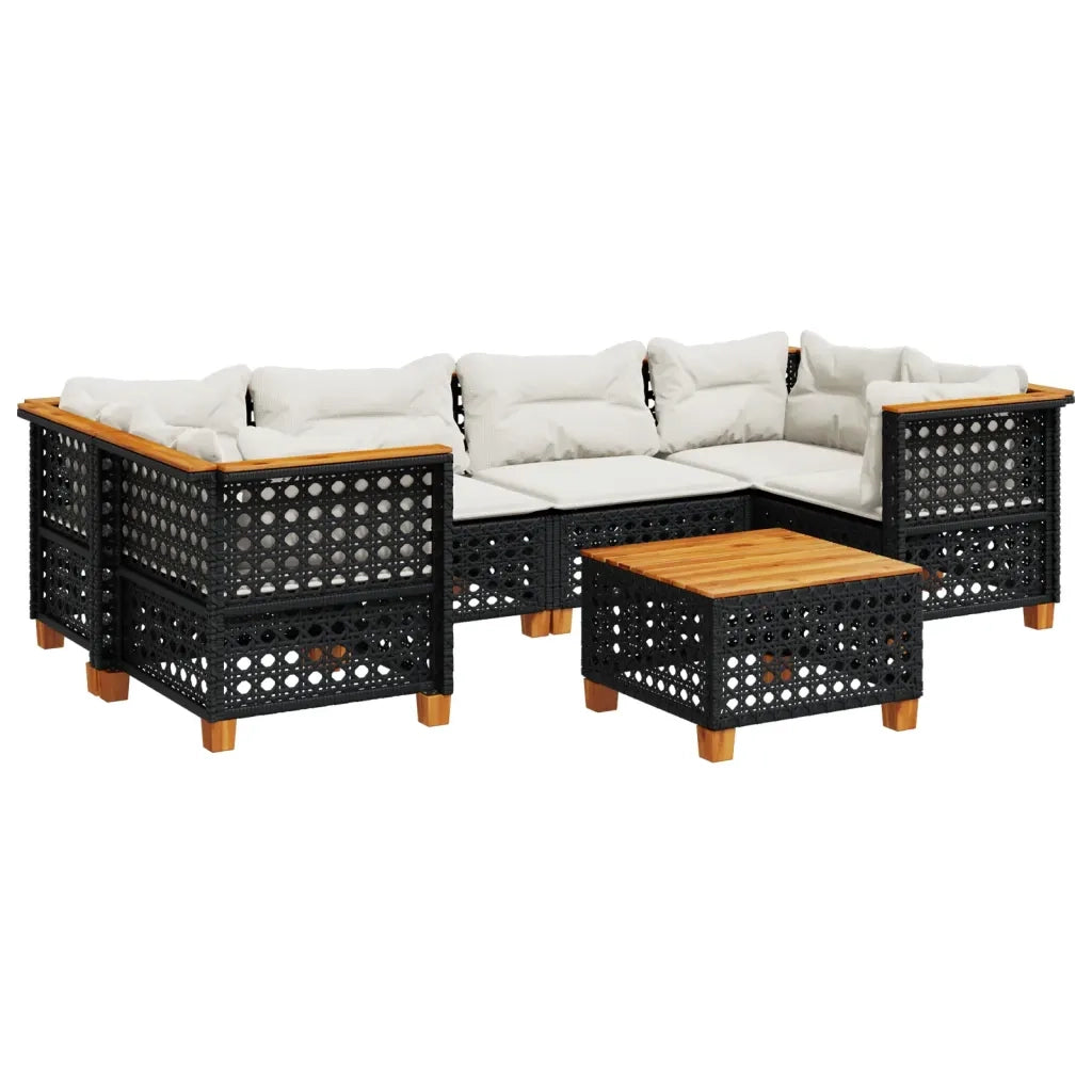 Set Divani da Giardino con Cuscini 7pz Nero Polyrattan 3261746
