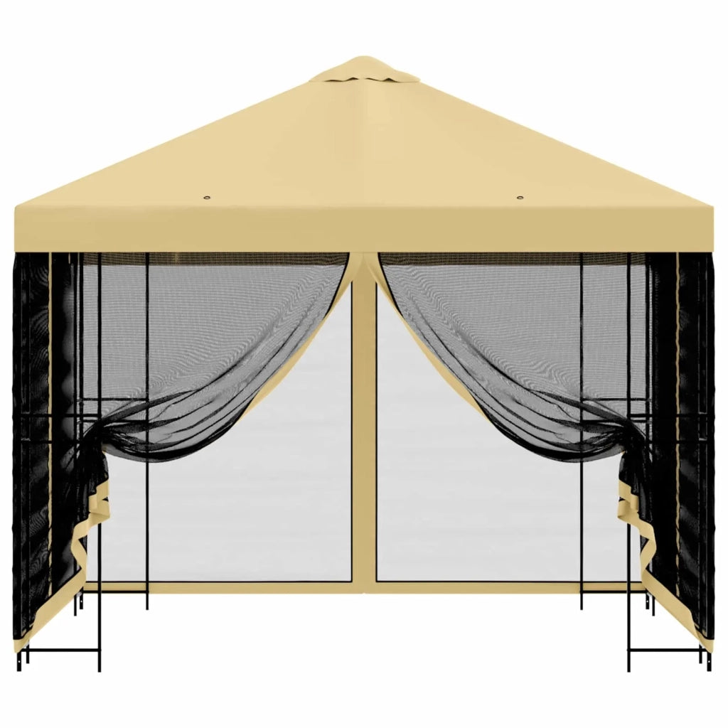 Gazebo da giardino con pareti laterali 3 x 3 m Crema