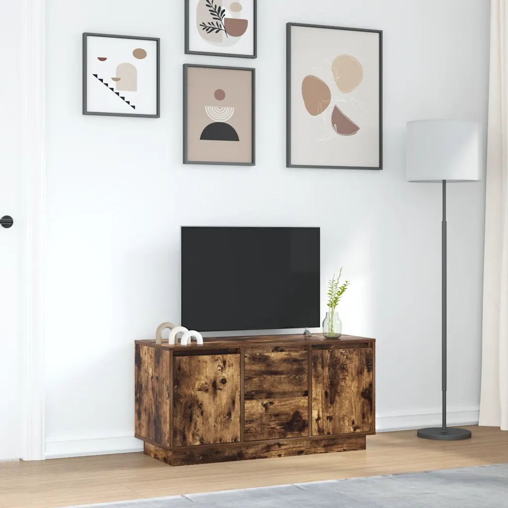 Mobile Porta TV con Luci LED Rovere Fumo 100x41x50 cm 861413