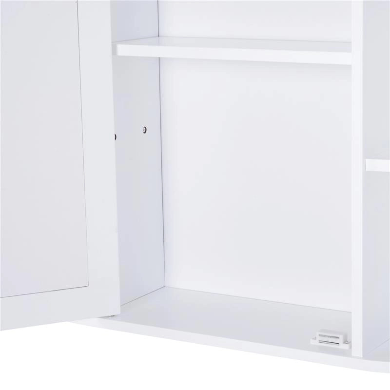 MOBILETTO PENSILE CON SPECCHIO E MENSOLE PER BAGNO 66X17X63 CM IN LEGNO BIANCO