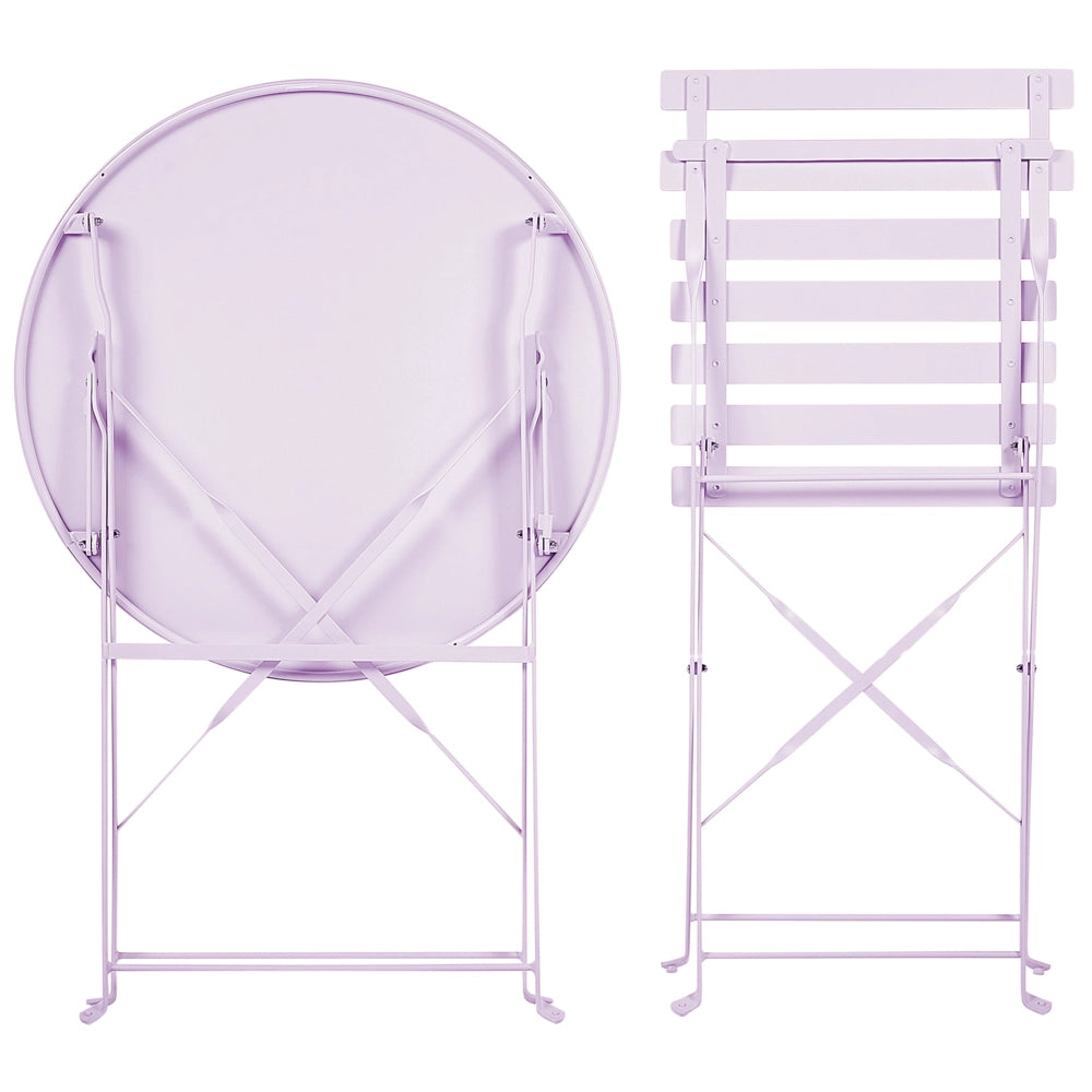 Set da Esterno 3 pezzi Tavolino e 2 Sedile Pieghevoli in Metallo Blu