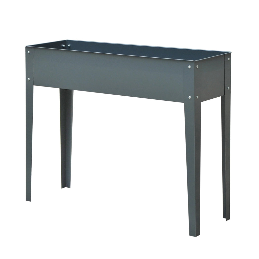 Easycomfort Fioriera da Esterno Rialzata in Metallo con 3 Fori di Drenaggio, 100x30x80 cm, Grigio