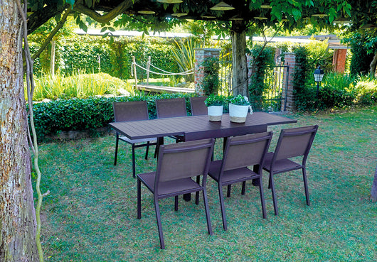 Tavolo Allungabile da Giardino 106/212x75x75 cm Capannori in Alluminio Chocolate