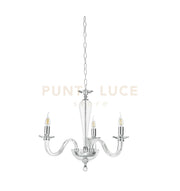LAMPADARIO RAVEL 3 LUCI ATTACCO E14 CRISTALLO E CROMO D.60CM