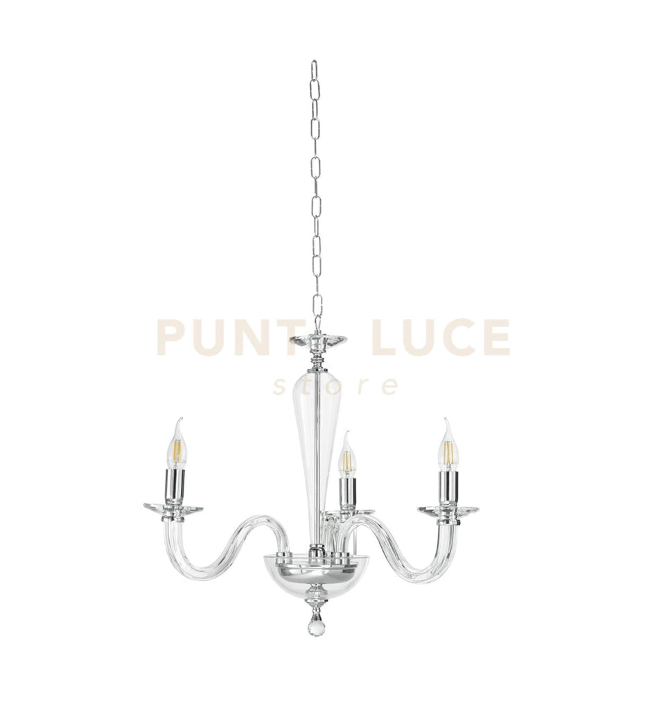 LAMPADARIO RAVEL 3 LUCI ATTACCO E14 CRISTALLO E CROMO D.60CM