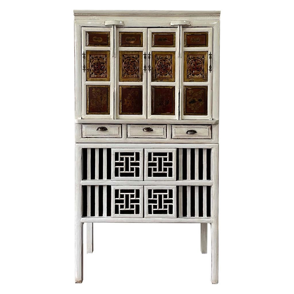 Armadio in legno bianco fatto a mano 96x42x175h cm