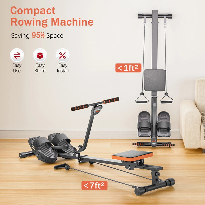 Vogatore Fitness Pieghevole da casa Vogatore a Resistenza Regolabile con indicatore Digitale 150x35x65 cm
