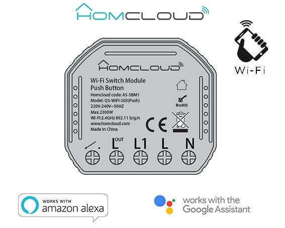 Modulo Pulsante 1 Canale CH Wi-Fi Smart Life da incasso AS-SBM1
