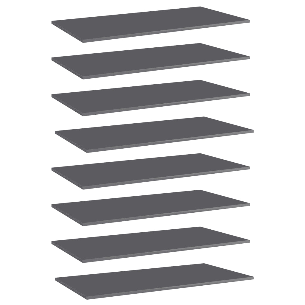 Ripiani per Libreria 8pz Grigio Lucido 80x30x1,5cm Multistrato 805329
