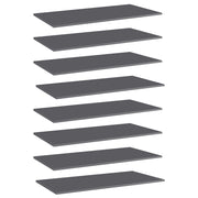 Ripiani per Libreria 8pz Grigio Lucido 80x30x1,5cm Multistrato 805329