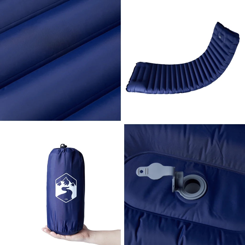 Materasso Campeggio Autogonfiabile Cuscini 1 Persona Blu Marino CFW1869921