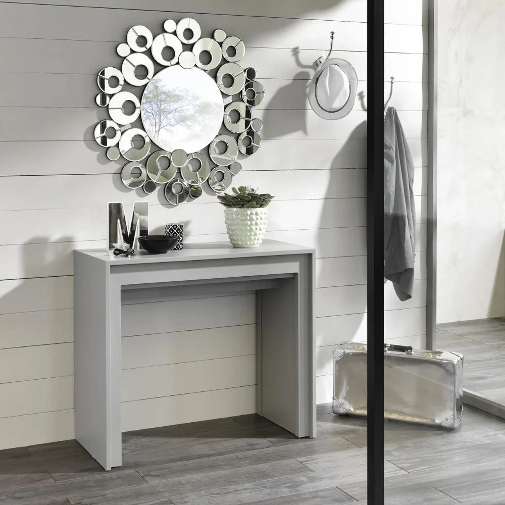 Consolle allungabile salvaspazio grigia Nivara 42,5-302,5x90 cm fino a 12 posti | Duzzle
