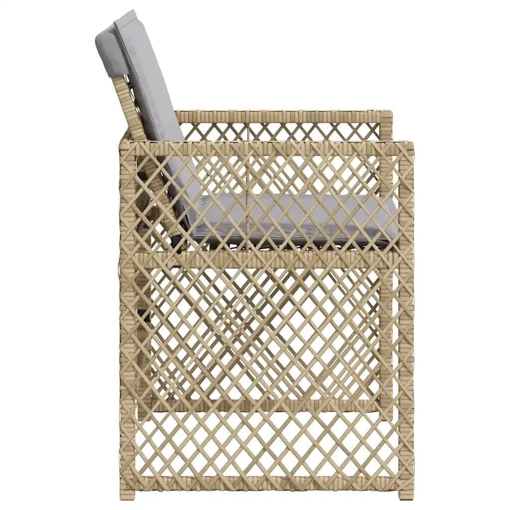 Sedie da Giardino con Cuscini 4 pz | Sedie da Esterno Beige Misto in Polyrattan