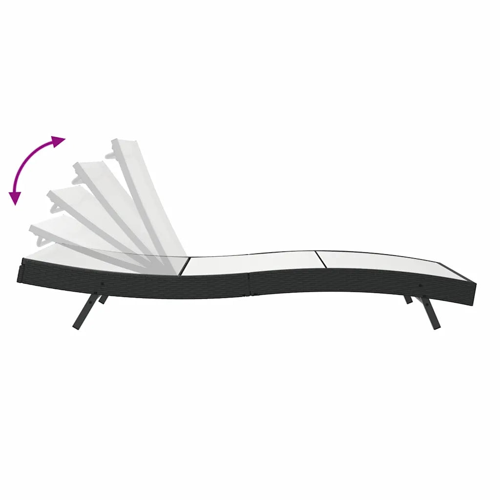Lettino da Lettino sole | Sdraio da giardino | Lettino da sole Nero e Bianco 197 x 70 x 82 cm polyrattan