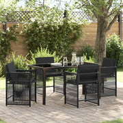 Set da Pranzo per Giardino 5 pcs Nero polyrattan 3380774