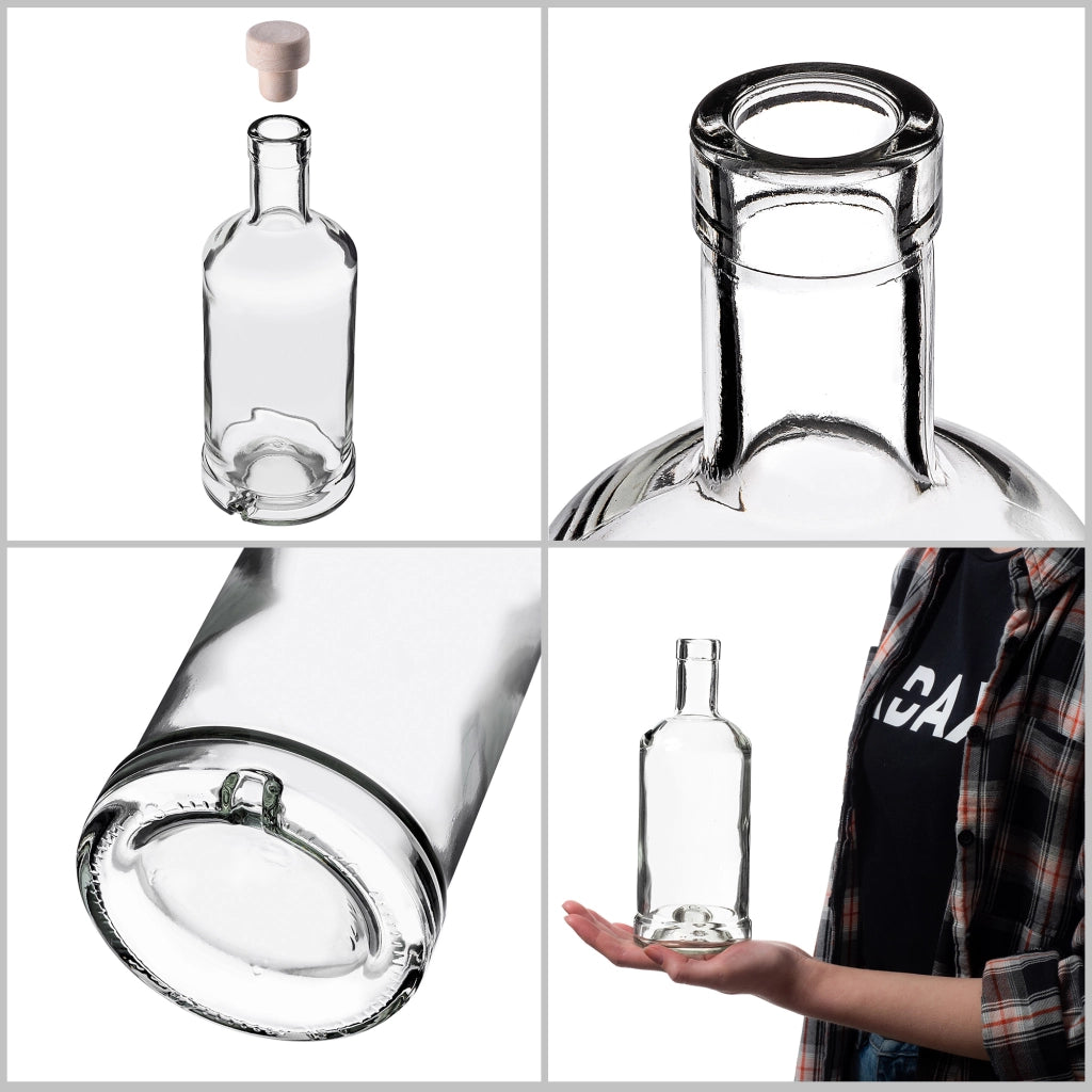 Bottiglie in vetro KADAX Tadek da 500 ml (0,5 l) per vino e liquori, confezione da 10 pezzi con tappo di sughero.
