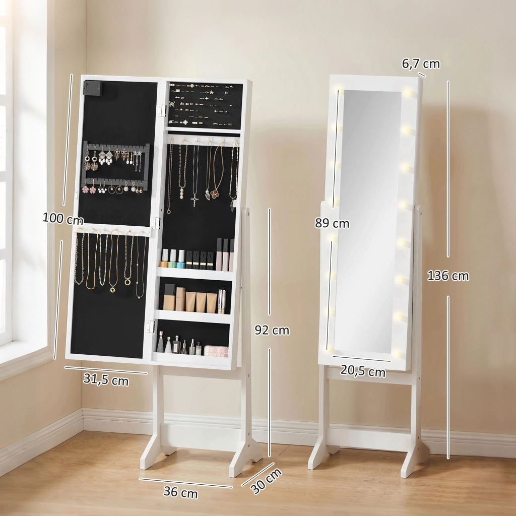 Armadio da bagno con specchio e cassetti ¨C Zephmum ¨C Bianco 60x50x180