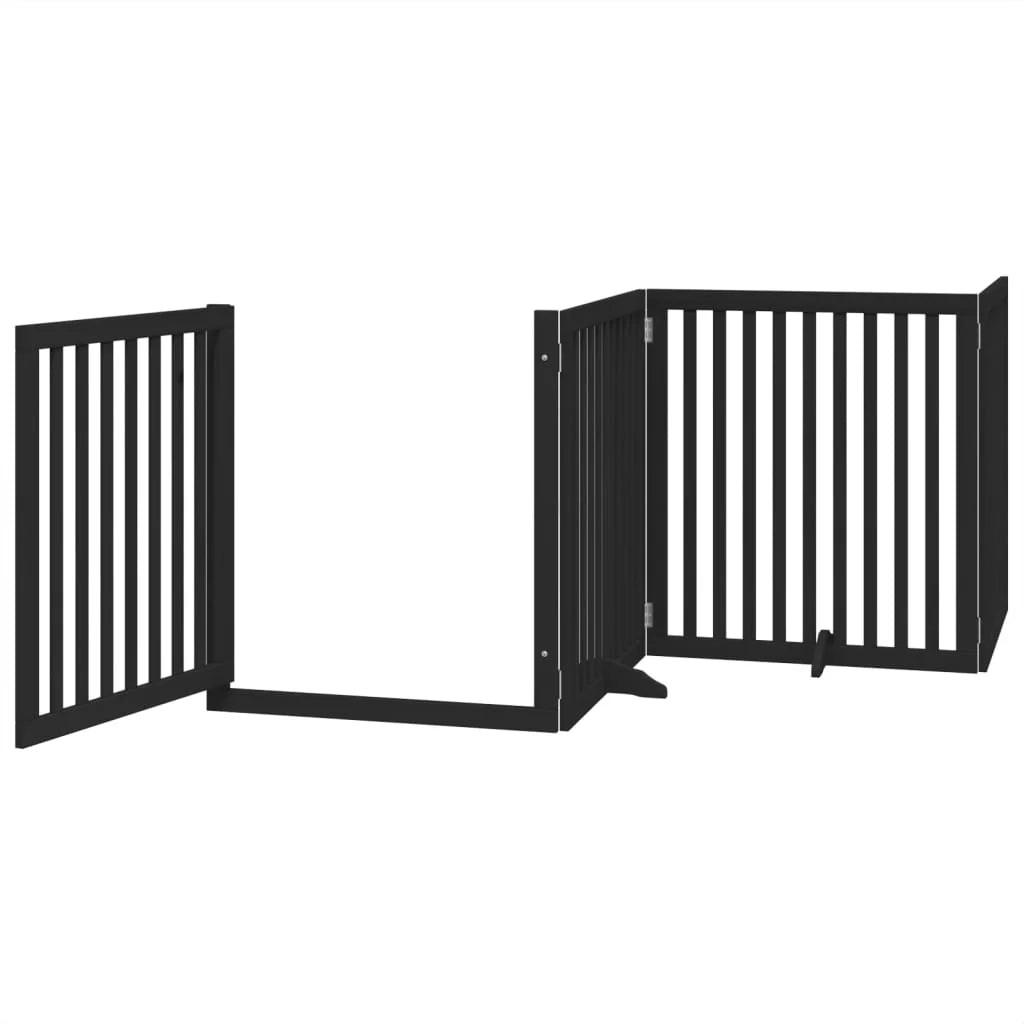 Cancelletto di sicurezza per animali domestici porta pieghevole 12 pannelli legno di pioppo nero 02_0023178
