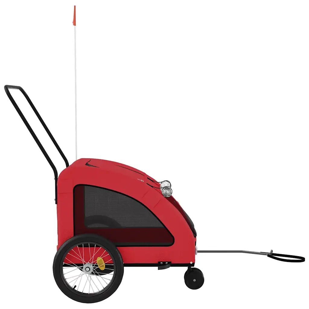Rimorchio da Bici per Animali Rosso Oxford e Ferro CFW1357045