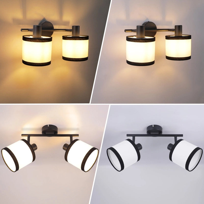 ZMH Faretto da soffitto neri 2 luci E14 LED tessuto per corridoio senza lampadina