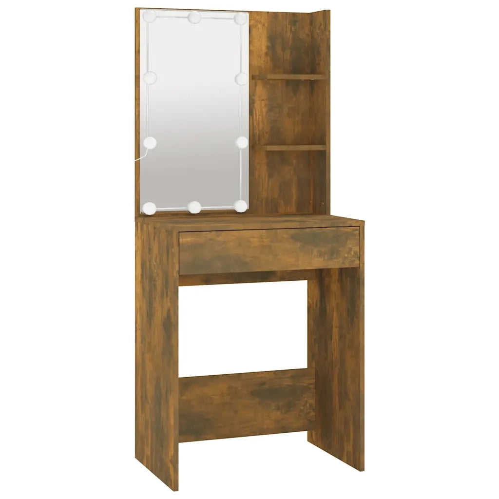 Toeletta | Tavolo da Trucco con LED Rovere Fumo 60x40x140 cm