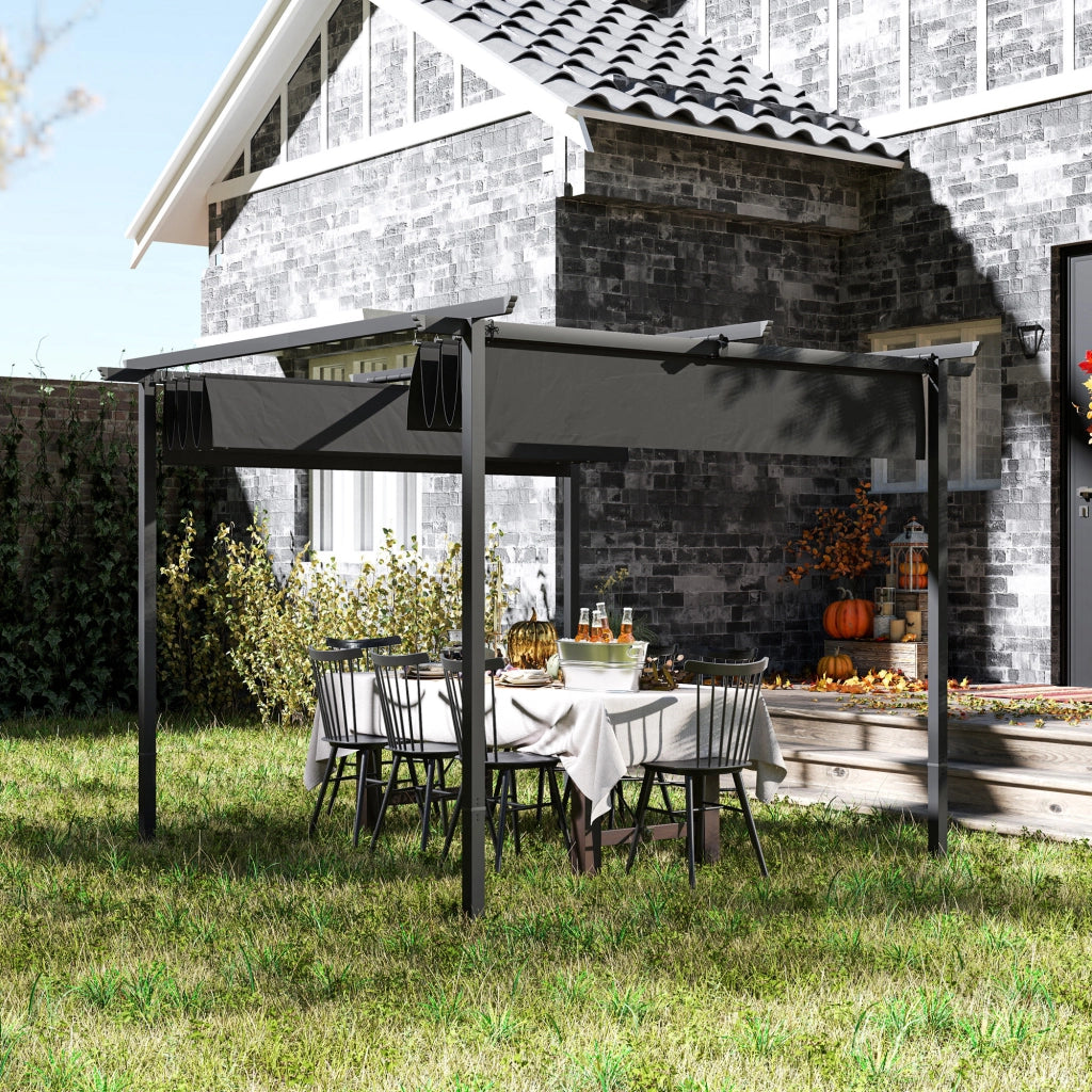 Pergola da Giardino 3x3m ¨C Xylo ¨C Tetto Regolabile Metallo Grigio Antracite