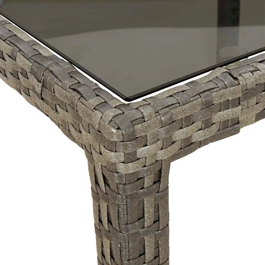 Tavolo Giardino Grigio 250x100x75cm Vetro Temperato Polyrattan 316727