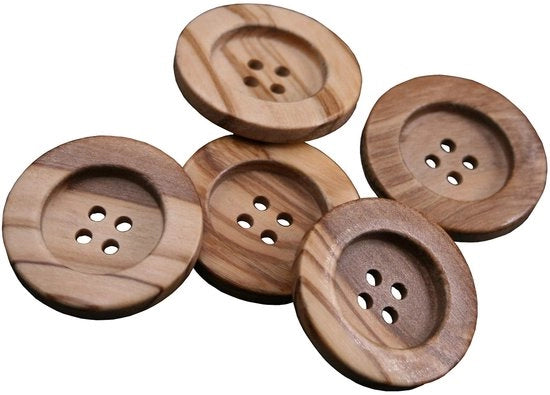 10 pezzi di belle viti di legno 4 fori vero legno di olivo con nervatura naturale viti di legno (34mm)