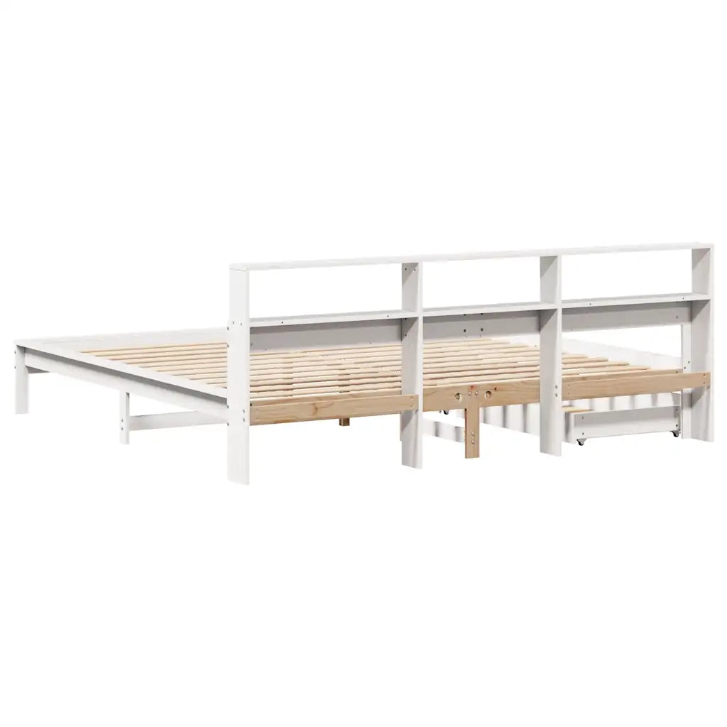 Giroletto con Libreria senza Materasso 180x200 cm in Legno Pino