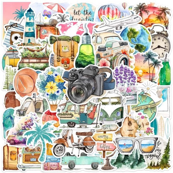 Accessori per scrapbook - 50 pezzi - Mini-sticker - Decorativo per quaderno e bottiglia di acqua - Adatto per superfici liscie - Modello: - Codice prodotto: