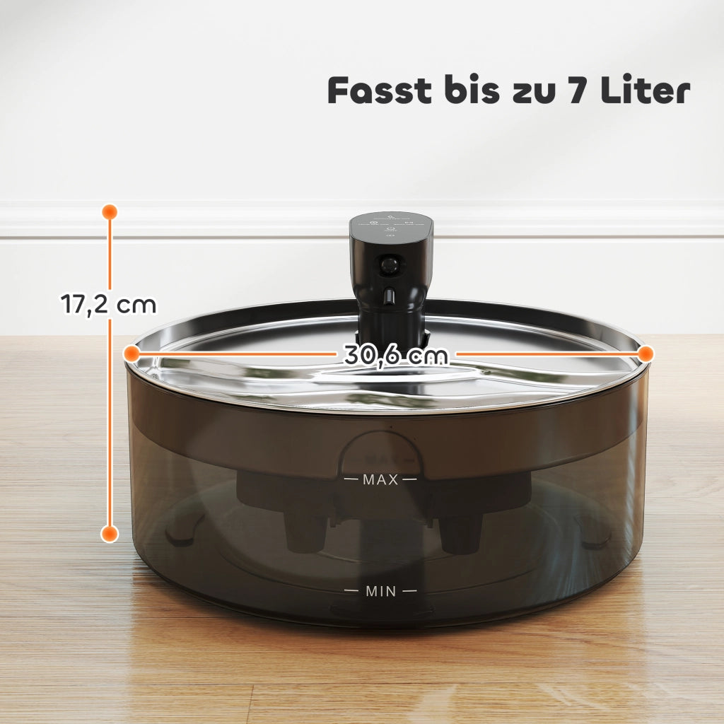 Fontana per Gatti ¨C Zephmum ¨C 7L LED Filtro Carbone Attivo Acciaio Inox 30,6x30,6x17,2 cm