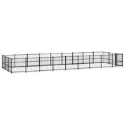 Gabbia per cuccia recinto per animali da esterno per cani in acciaio 25,4 m² nero 02_0041822