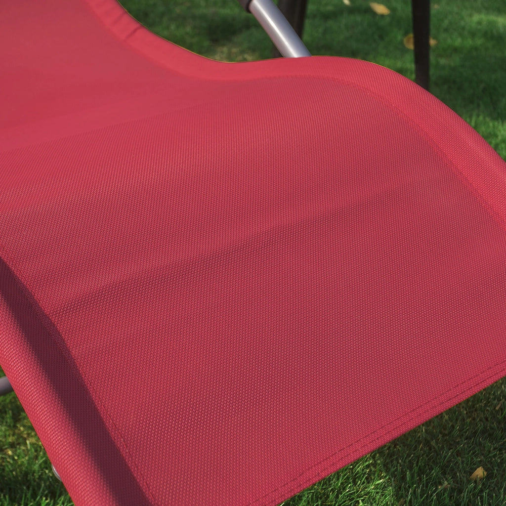 SoBuy Lettino Sdraio da Giardino a Dondolo - Sedia a Dondolo da Esterno in Textilene Rosso con Telaio in Metallo, 150x63x87cm, Lettino Prendisole per Terrazza, Piscina, Patio, OGS28-R