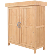 EasyComfort Casetta in Legno da Giardino con 2 Ante, Armadio da Esterno Porta Attrezzi da Giardino con Tetto Apribile, 74x43x88 cm