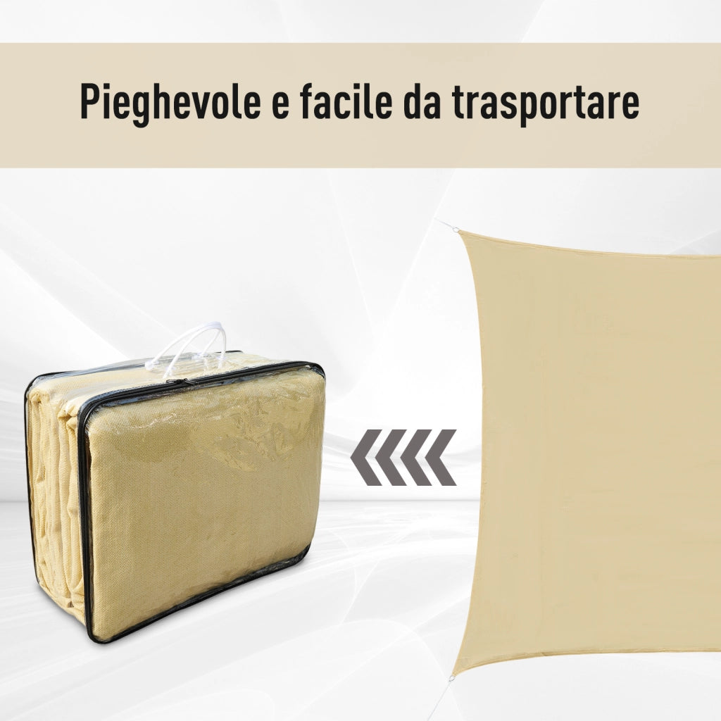 EasyComfort Tenda Parasole Quadrata per Esterni in HDPE Traspirante, Protezione Raggi UV 95%, 360x360 cm