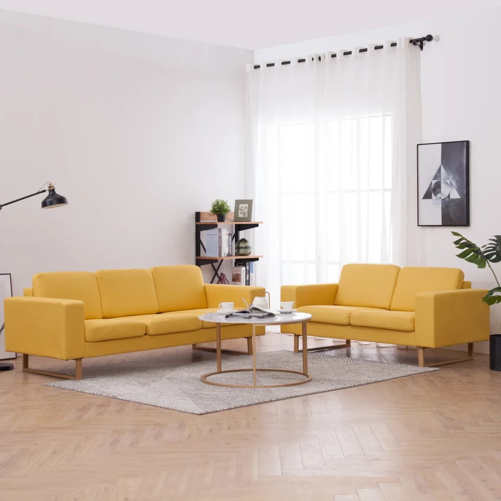 Set Divani 2 pz in Tessuto Giallo 276864