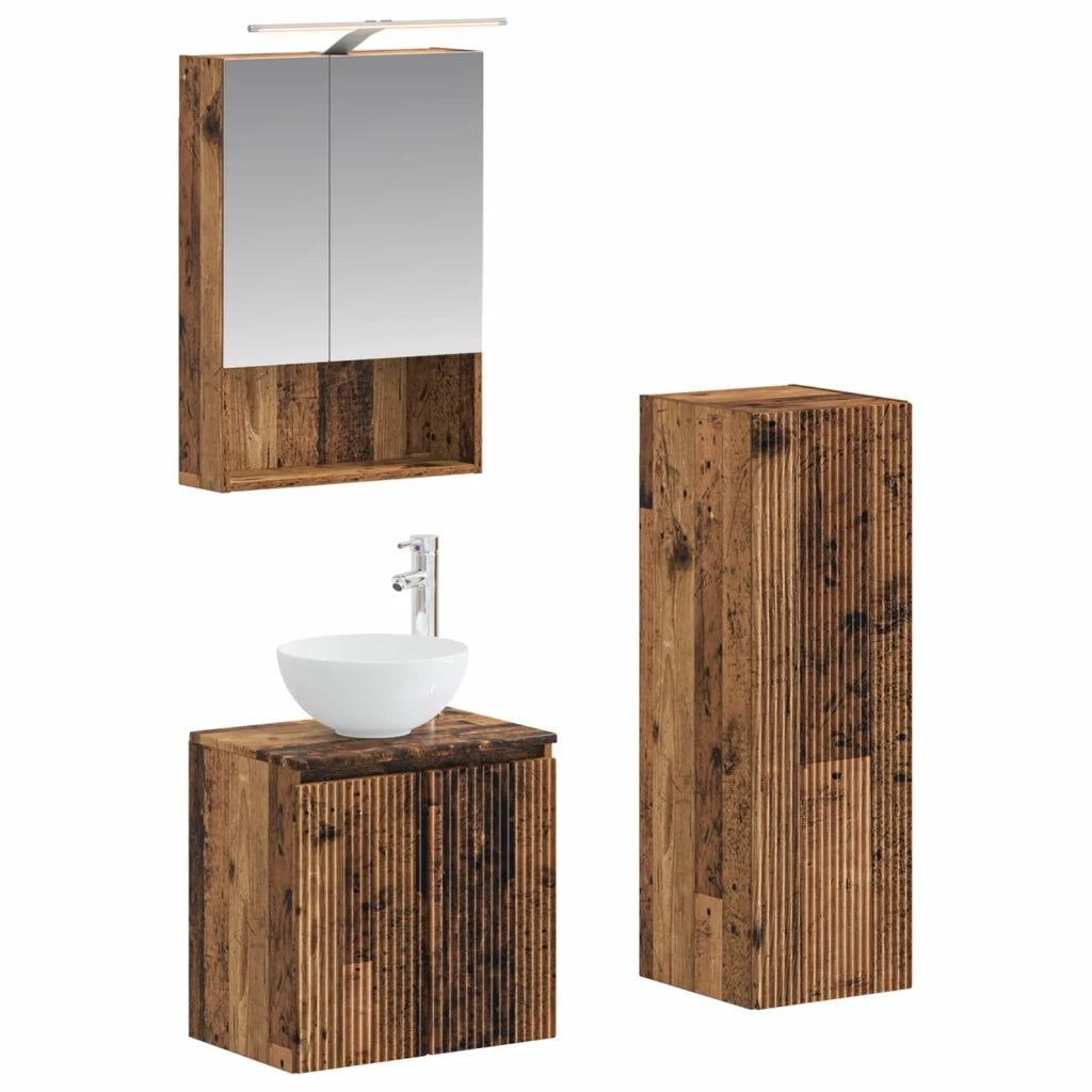 Set di mobili per il bagno 4 pcs Legno antico 3407421