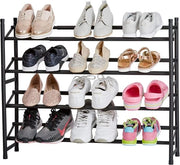 Pannelli per Scarpe in Metallo - Nastro Aperto Sottile per fino a 20 Paia di Scarpe - Estensibile, Accumulabile, Stabile - Nero Lucido