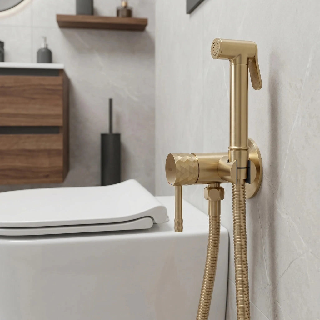 Rubinetto Bidet Rea Lungo Loop Diamond Brush Gold