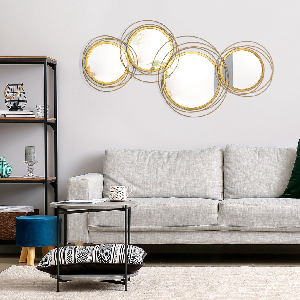 Specchi rotondi in metallo dorati ¨C zephmum ¨C 107x56 cm