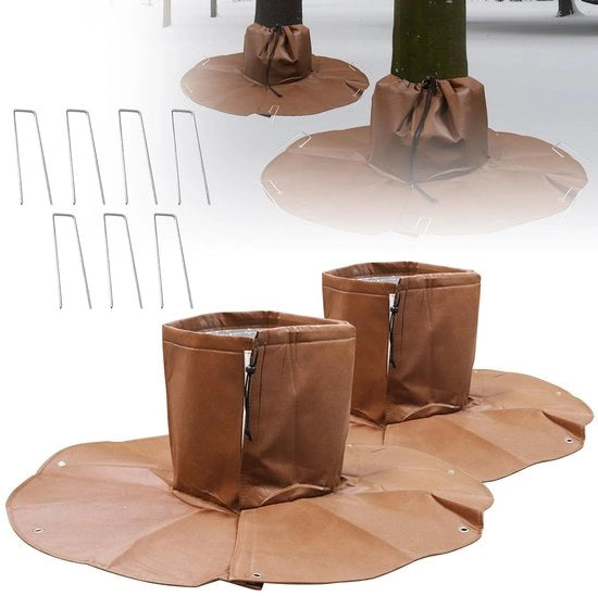 Protezione per palme, 2 pezzi, protezione contro il freddo per piante e alberi fino a 34 cm di diametro, protezione invernale per palme, doppia isolazione, Ø 100 cm, 100 g/m² (marrone)