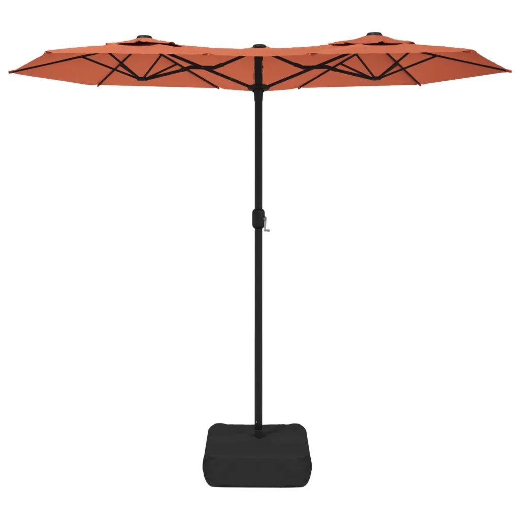Ombrellone a Doppia Testa con LED Terracotta 316x145 cm 362974