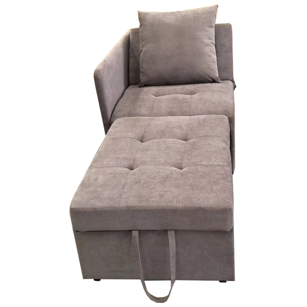 Divano letto 3 in 1 con schienale regolabile in tessuto di lino grigio