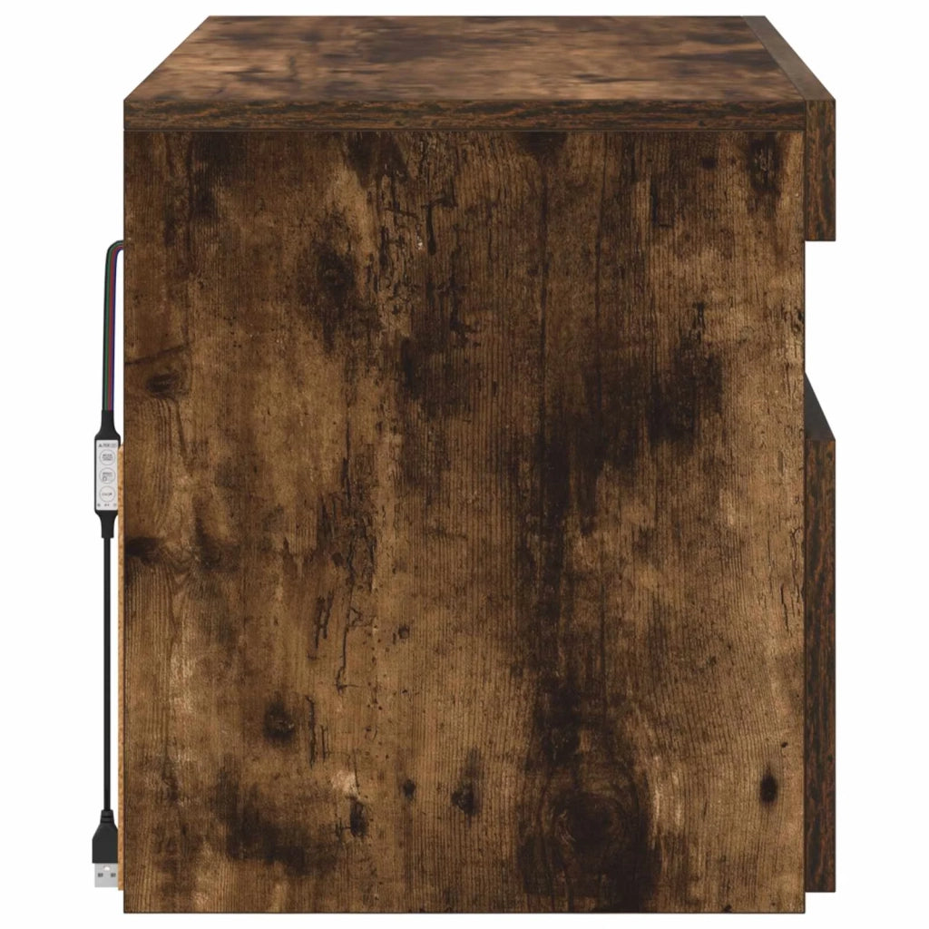 Mobile Porta TV con Luci LED Rovere Fumo 60x35x40 cm 815678