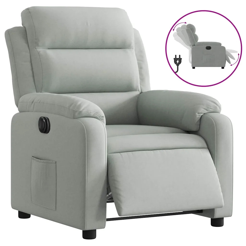Poltrona | Sedia Relax Elettrica Reclinabile Grigio Chiaro in Vera Pelle
